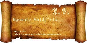 Nyemetz Valéria névjegykártya